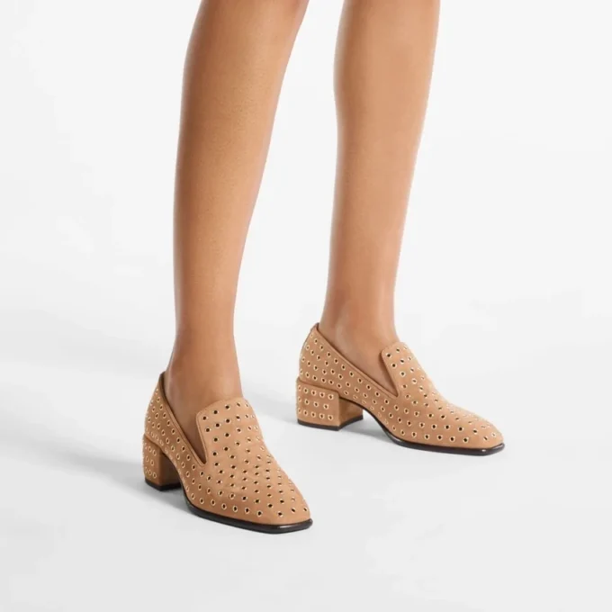 Eliot Slipper 45 F Toffee Suede Slippers with Eyelets