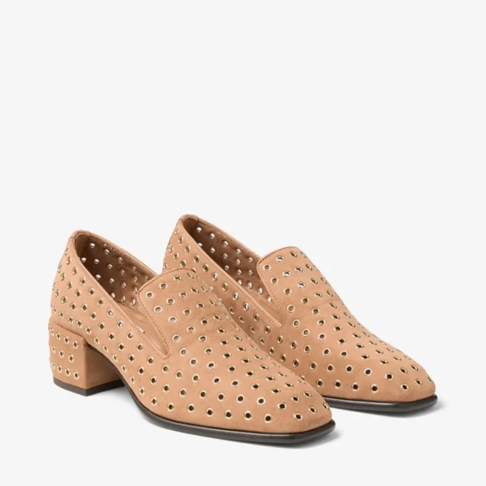 Eliot Slipper 45 F Toffee Suede Slippers with Eyelets
