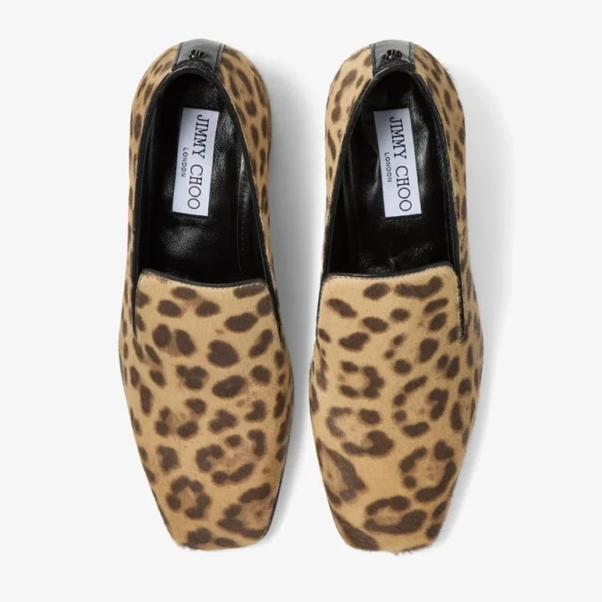 Eliot Slipper 45 Natural Leopard Print Pony Leather Slippers