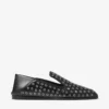 Eliot Slipper Black Metallic Nappa Leather Slippers with Eyelets