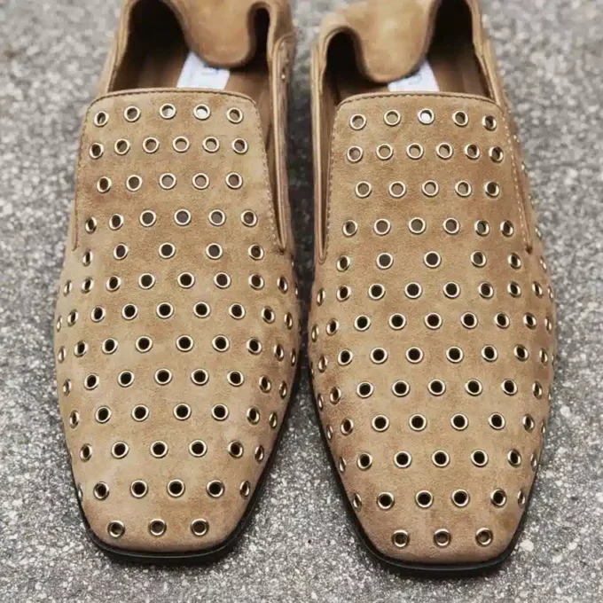 Eliot Slipper F Toffee Suede Slippers with Eyelets