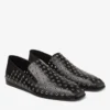 Eliot Slipper Men’s Black Metallic Nappa Leather Slippers with Eyelets