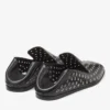 Eliot Slipper Men’s Black Metallic Nappa Leather Slippers with Eyelets