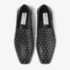 Eliot Slipper Men’s Black Metallic Nappa Leather Slippers with Eyelets