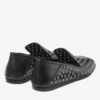 Eliot Slipper Men’s Black Metallic Nappa Leather Slippers with Eyelets