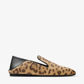 Eliot Slipper Natural Leopard Print Pony Leather Slippers