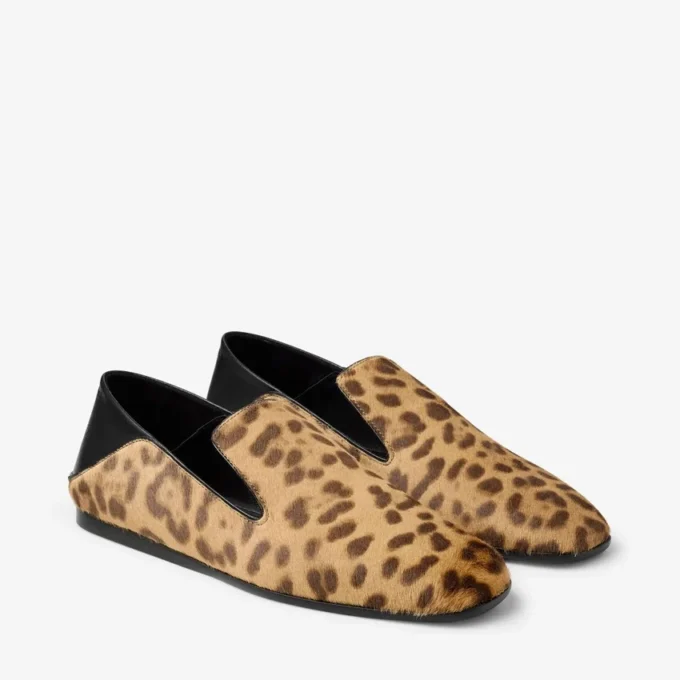 Eliot Slipper Natural Leopard Print Pony Leather Slippers