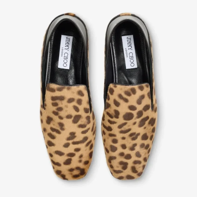 Eliot Slipper Natural Leopard Print Pony Leather Slippers