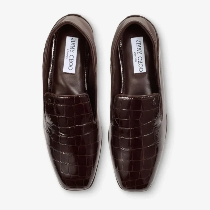 Eliot Slipper Sambuco Croc-Embossed Leather Slippers