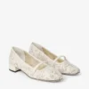 Elisa Ballerina Latte Jimmy Choo Perforated Nappa Lace Ballerina Pumps