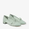 Elisa Ballerina Verde Jimmy Choo Lace and Spazzolato Ballerina Pumps