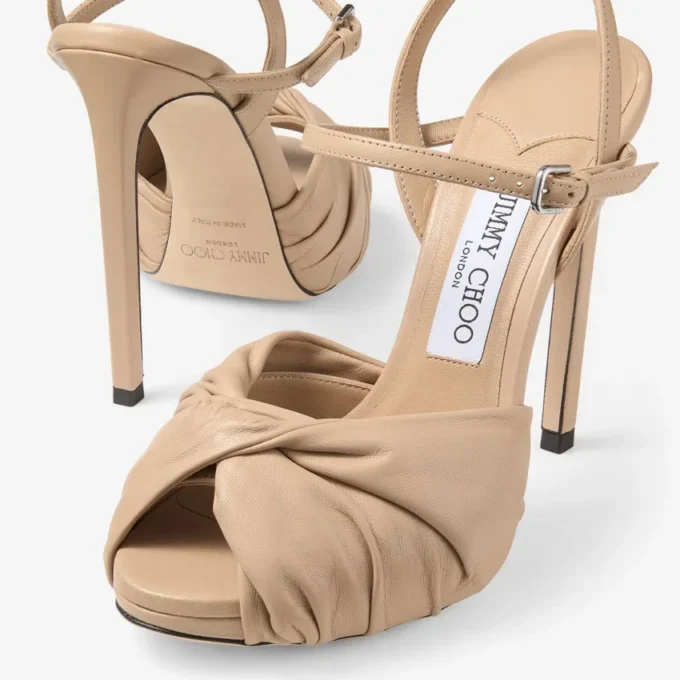 Elly 120 Chai Soft Glove and Shiny Nappa Leather Sandals