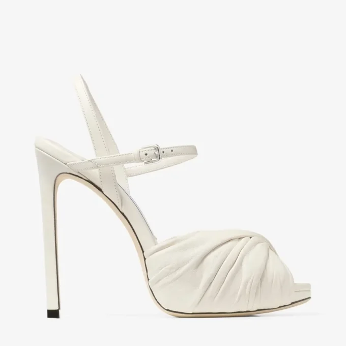 Elly 120 Latte Soft Glove and Shiny Nappa Leather Sandals