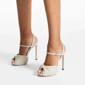 Elly 120 Latte Soft Glove and Shiny Nappa Leather Sandals