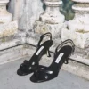 Elsy 70 Black Nappa Leather Crossover Slingback
