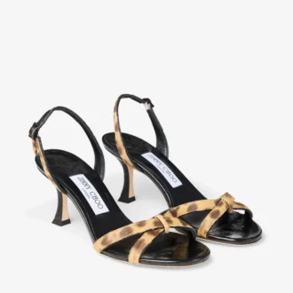 Elsy 70 Natural Leopard Print Pony Sandals