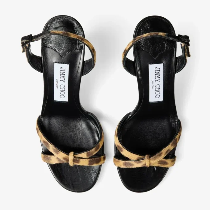 Elsy 70 Natural Leopard Print Pony Sandals