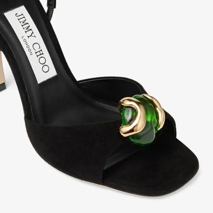 Emani 100 Black and Clover Suede Sandals