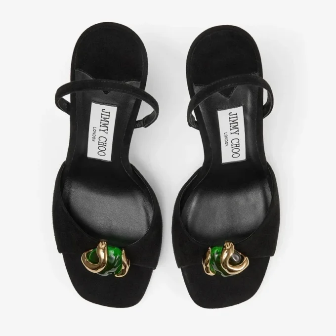 Emani 100 Black and Clover Suede Sandals