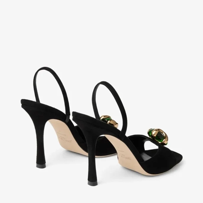 Emani 100 Black and Clover Suede Sandals
