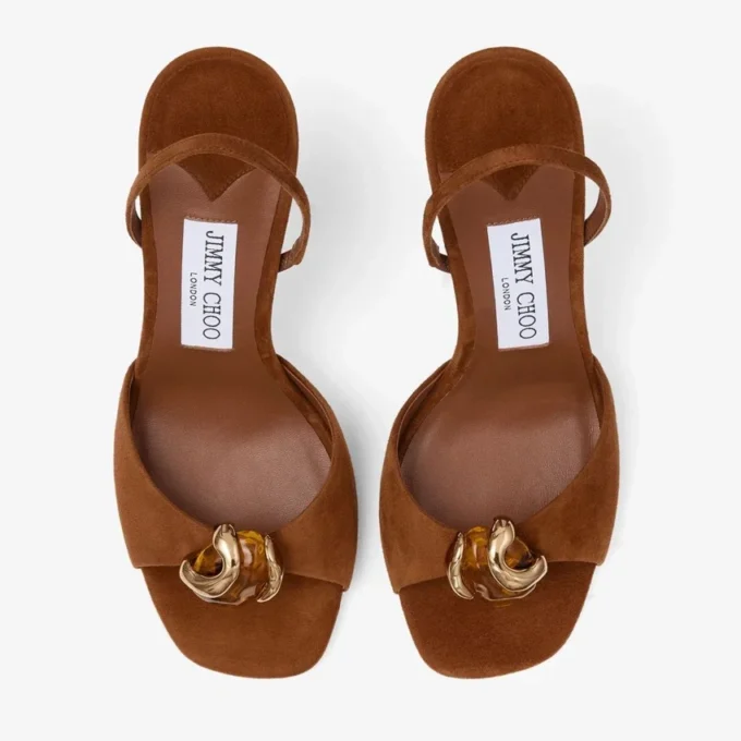 Emani 100 Tan and Amber Suede Sandals