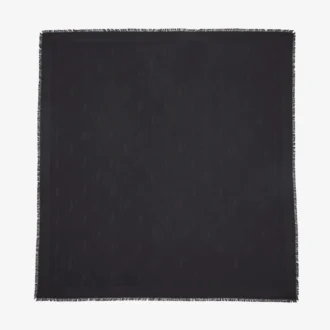 Emani Black Silk and Wool Jacquard Shawl