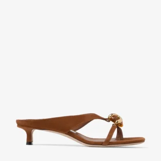 Emeri Stone 35 Tan Suede Sandals with Stone Detail