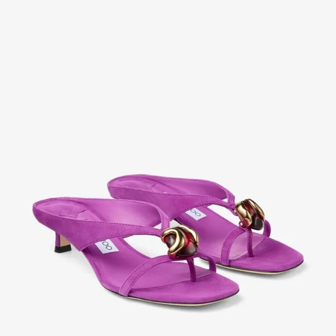 Emeri Stone 35 Violet Orchid and Dark Amber Suede Sandals