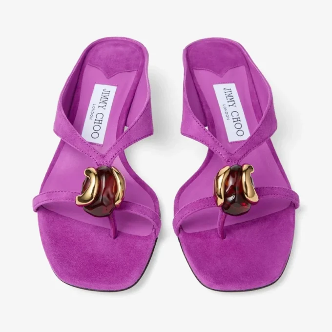 Emeri Stone 35 Violet Orchid and Dark Amber Suede Sandals