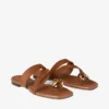 Emeri Stone Flat Tan and Amber Suede Flat Sandals