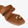 Emeri Stone Flat Tan and Amber Suede Flat Sandals