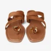 Emeri Stone Flat Tan and Amber Suede Flat Sandals
