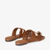 Emeri Stone Flat Tan and Amber Suede Flat Sandals