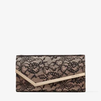 Emmie Black and Ballet Pink Jimmy Choo Lace Clutch Bag