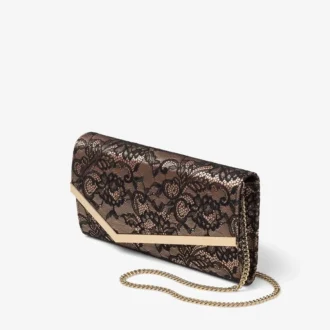 Emmie Black and Ballet Pink Jimmy Choo Lace Clutch Bag