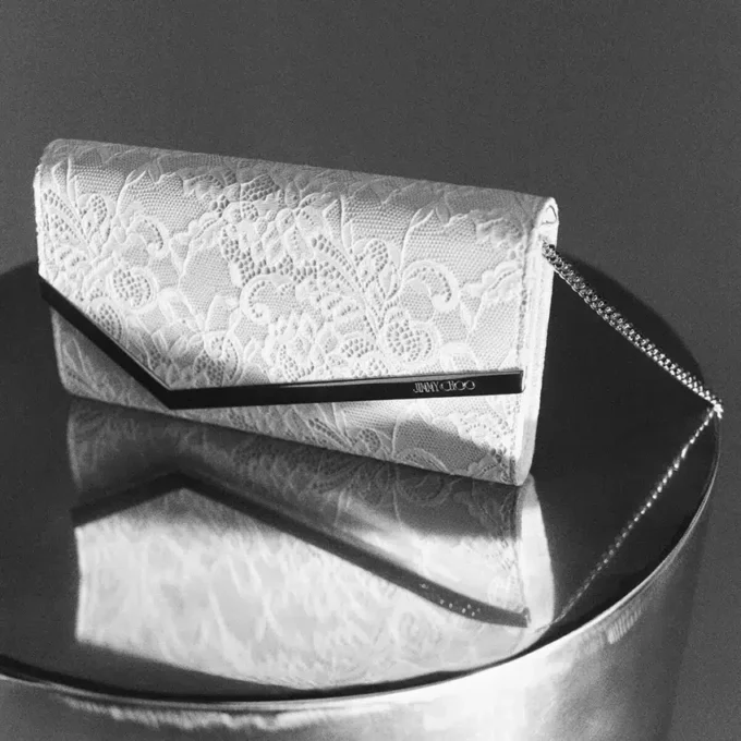 Emmie Ivory Jimmy Choo Lace Clutch Bag