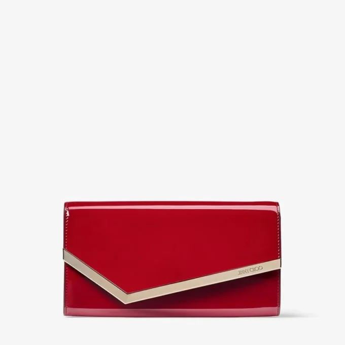 Emmie Ruby Red Patent Leather Clutch Bag