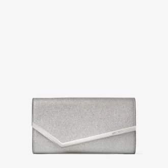 Emmie Silver Fine Glitter Leather Clutch Bag