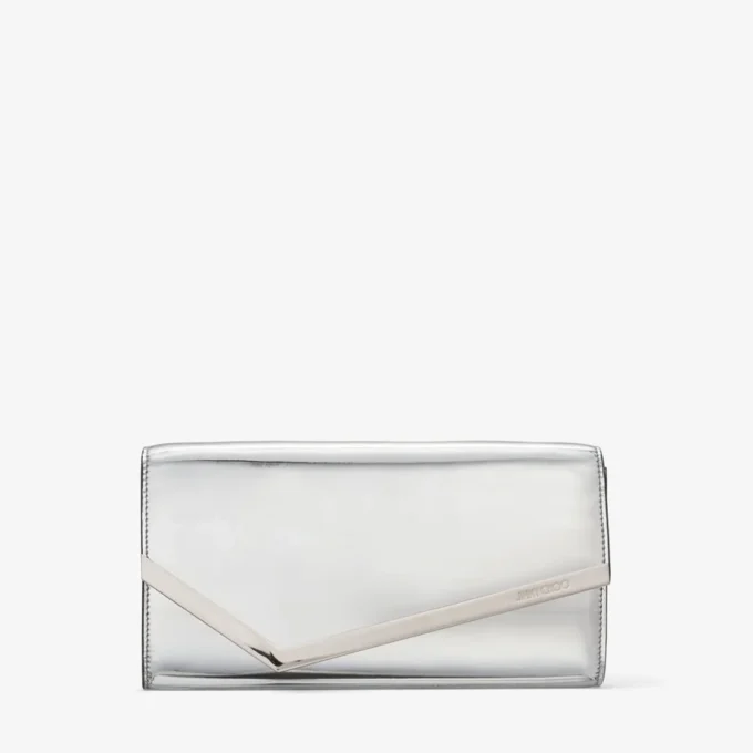 Emmie Silver Mirror Fabric Clutch Bag
