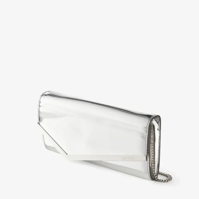 Emmie Silver Mirror Fabric Clutch Bag