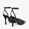 Faiz 100 Black Jimmy Choo Lace Pumps with Metal Lace Detail