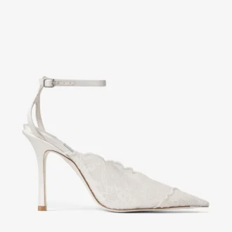 Faiz 100 Ivory Jimmy Choo Lace Pumps