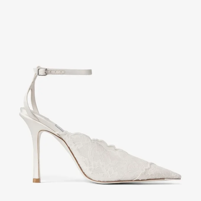 Faiz 100 Ivory Jimmy Choo Lace Pumps