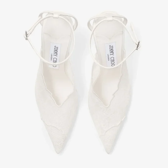 Faiz 100 Ivory Jimmy Choo Lace Pumps