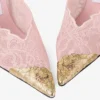 Faiz 100 Rose Jimmy Choo Lace Pumps with Metal Lace Detail