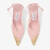 Faiz 100 Rose Jimmy Choo Lace Pumps with Metal Lace Detail