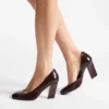 Farren 85 Chocolate Croc Embossed Leather