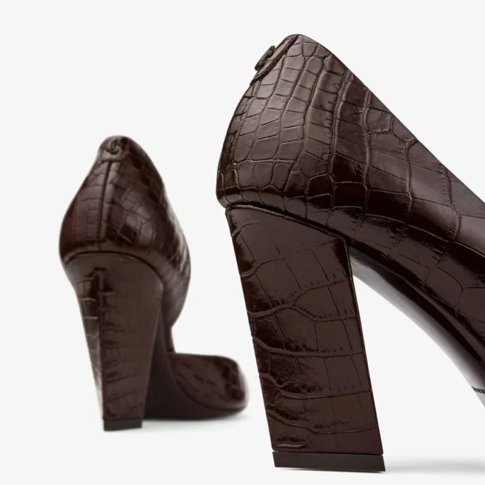 Farren 85 Chocolate Croc Embossed Leather