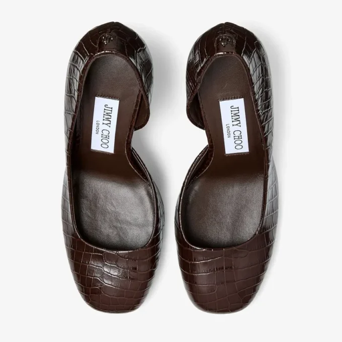 Farren 85 Chocolate Croc Embossed Leather