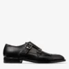Finnion Monkstrap Black Brush off Leather Monk Strap Shoes
